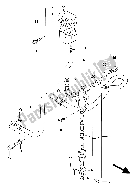 Todas as partes de Cilindro Mestre Traseiro do Suzuki GSF 1200 NS Bandit 1996