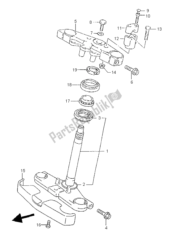 Tutte le parti per il Gambo Dello Sterzo del Suzuki GZ 125 Marauder 1998