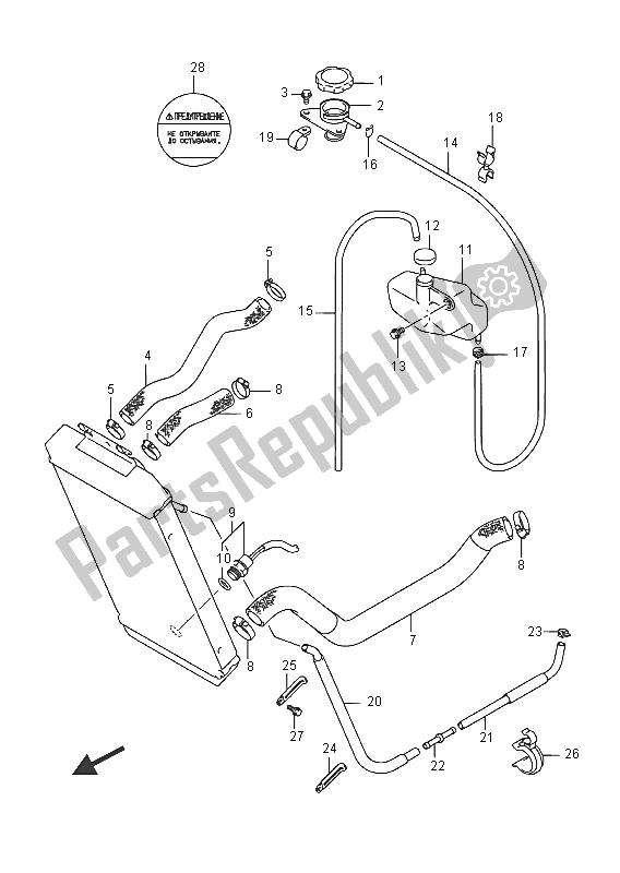 Alle onderdelen voor de Radiatorslang (vz800 E19) van de Suzuki VZ 800 Intruder 2016