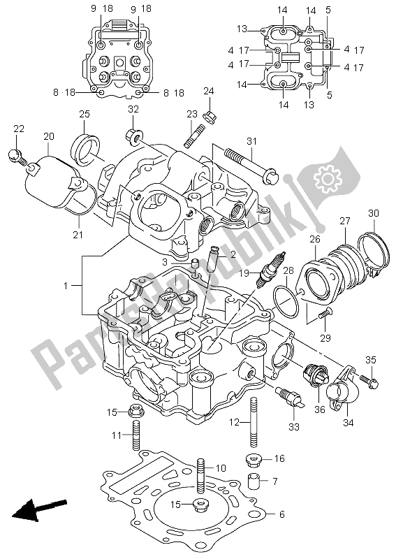 Toutes les pièces pour le Culasse du Suzuki LT A 500F Vinson 4X4 2002