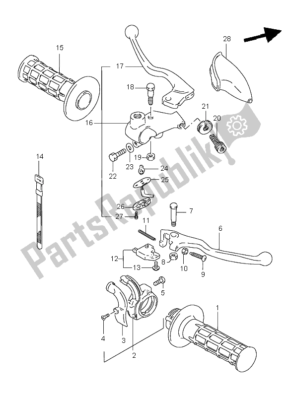 Alle onderdelen voor de Hendel van de Suzuki DR 125 SE 2000