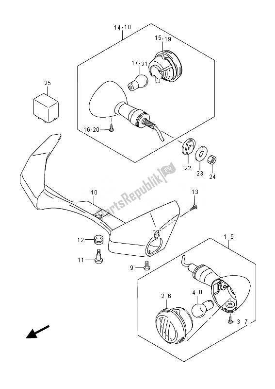 All parts for the Turnsignal Lamp (vzr1800zuf E19) of the Suzuki VZR 1800 M Intruder 2014