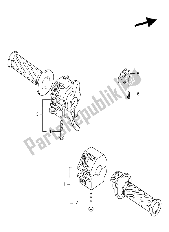 All parts for the Handle Switch of the Suzuki GSX R 1100W 1997