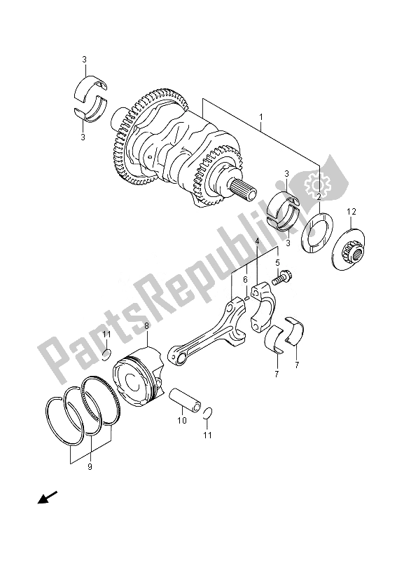 All parts for the Crankshaft of the Suzuki AN 650Z Burgman Executive 2014