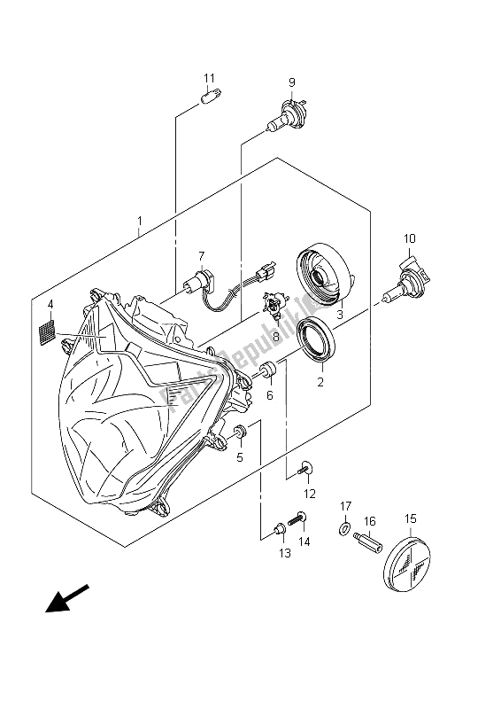 Alle onderdelen voor de Koplamp (gsx-r600 E24) van de Suzuki GSX R 600 2012