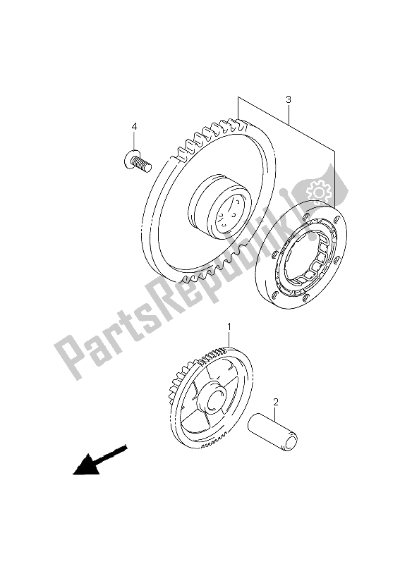 All parts for the Starter Clutch of the Suzuki GSX 650 FA 2009