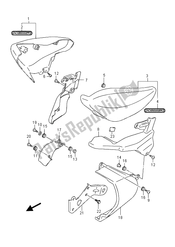 All parts for the Side Cover (vzr1800z E19) of the Suzuki VZR 1800 M Intruder 2014