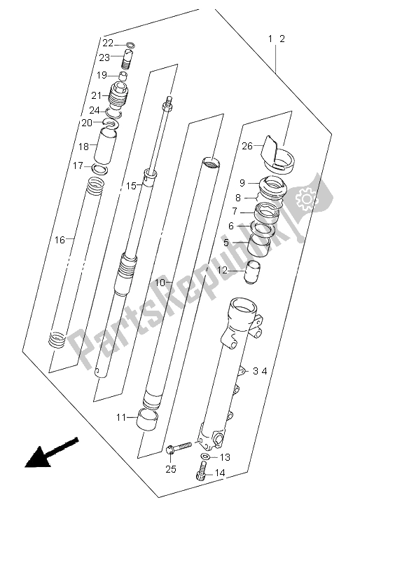 All parts for the Front Damper (gsf1200) of the Suzuki GSF 1200 NS Bandit 2002