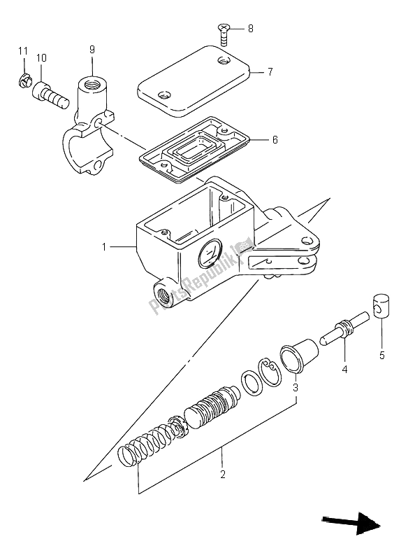 All parts for the Clutch Cylinder of the Suzuki VS 600 Intruder 1995