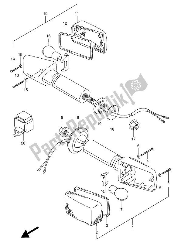 Alle onderdelen voor de Richtingaanwijzer Lamp van de Suzuki GSX R 1100W 1993