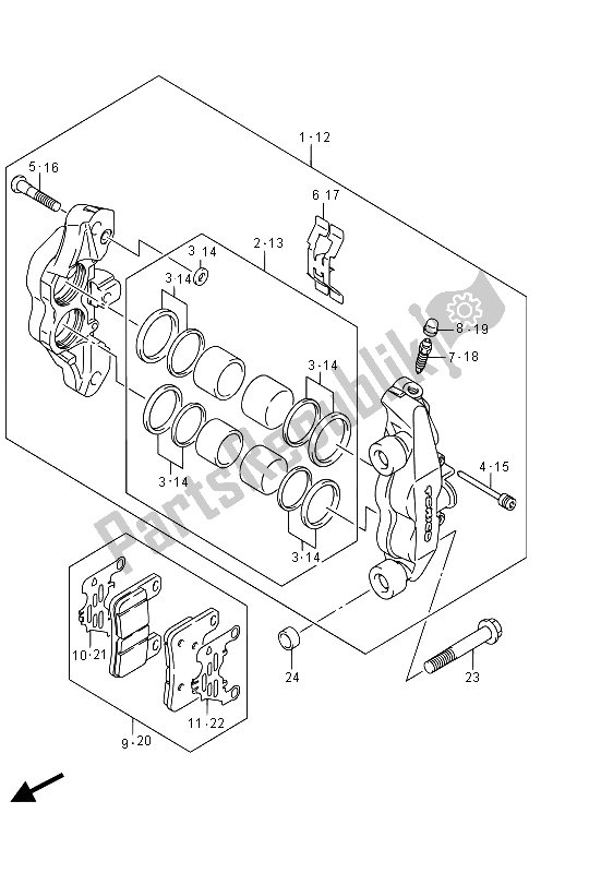 Todas las partes para Pinza Delantera (vzr1800uf E19) de Suzuki VZR 1800 BZ M Intruder 2015