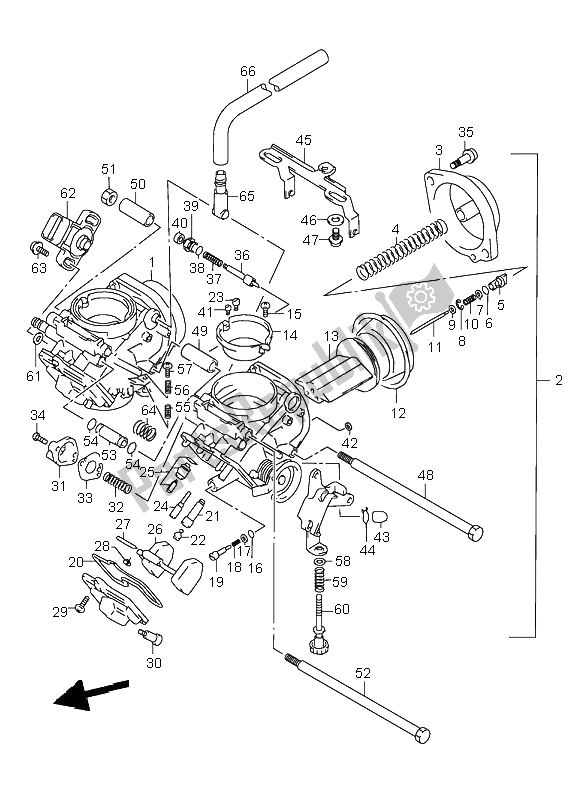 Alle onderdelen voor de Carburator van de Suzuki VL 1500 Intruder LC 2001
