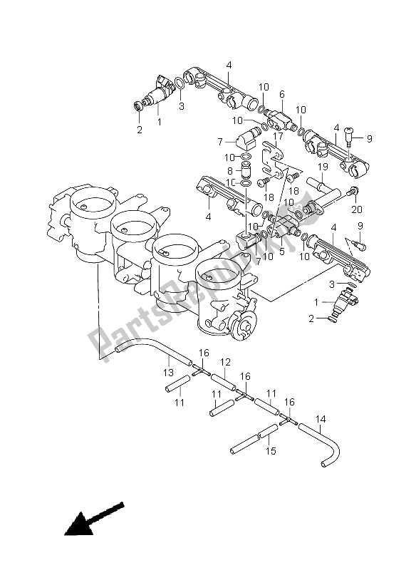 Tutte le parti per il Tubo Flessibile Del Corpo Farfallato E Giunto del Suzuki GSX R 1000 2005