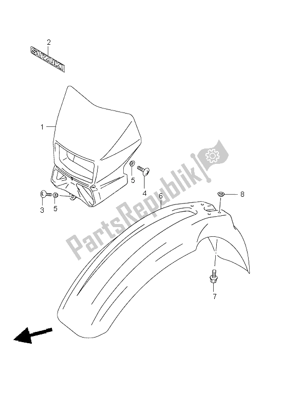 All parts for the Front Fender of the Suzuki DR Z 400S 2002