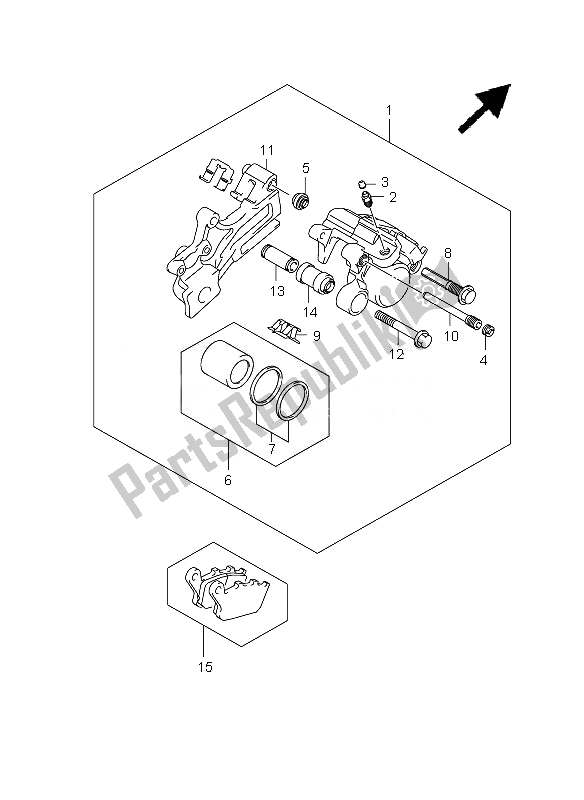 All parts for the Rear Caliper (sfv650-u) of the Suzuki SFV 650A Gladius 2010