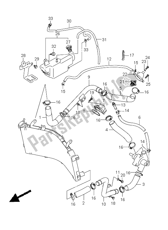 Tutte le parti per il Tubo Del Radiatore del Suzuki GSX 1300 BKA B King 2009