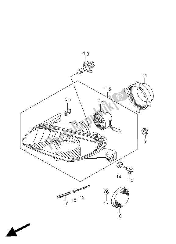 All parts for the Headlamp (lt-a500xpz P28) of the Suzuki LT A 500 XPZ Kingquad AXI 4X4 2011