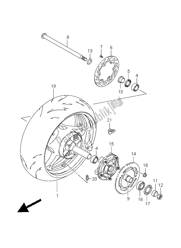 Toutes les pièces pour le Roue Arrière (gsx1300bk-uf) du Suzuki GSX 1300 BKA B King 2009