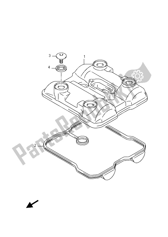 All parts for the Cylinder Head Cover of the Suzuki LT A 750 XPZ Kingquad AXI 4X4 2015