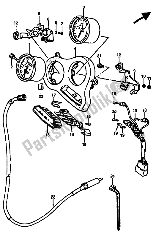 All parts for the Speedometer of the Suzuki GSX R 750 1985