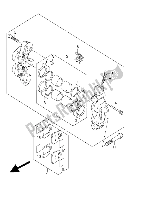 Toutes les pièces pour le étrier Avant du Suzuki GSX R 1000 2003