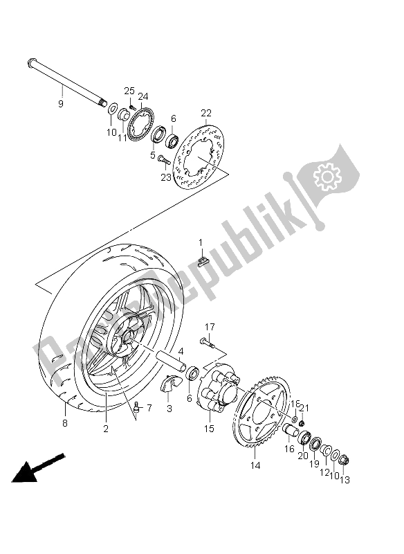 Tutte le parti per il Ruota Posteriore (sfv650a-ua) del Suzuki SFV 650A Gladius 2009