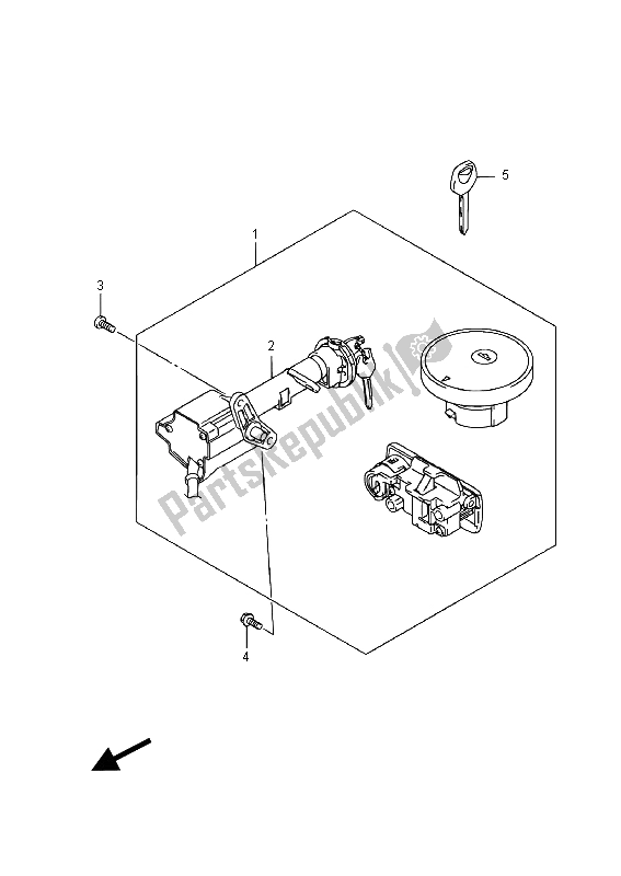 All parts for the Lock Set of the Suzuki UH 200A Burgman 2015