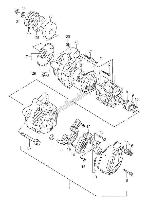 Tutte le parti per il Alternatore del Suzuki GSX 600F 2001