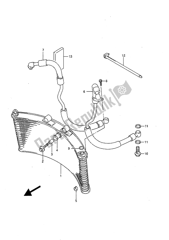 All parts for the Oil Cooler of the Suzuki GSX R 750 1991