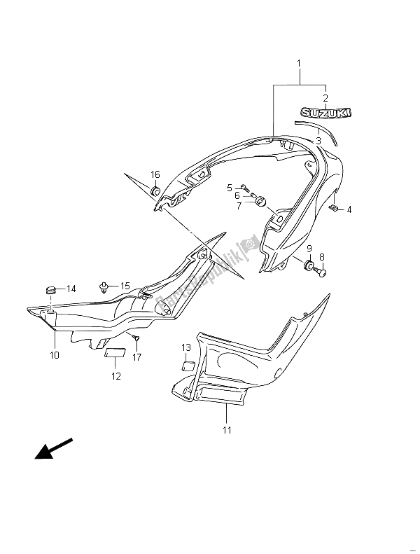 Toutes les pièces pour le Garde-boue Arrière (vzr1800 E02) du Suzuki VZR 1800 NZR M Intruder 2011