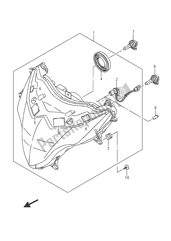 Alle onderdelen voor de Koplamp (gsx-r1000auf) van de Suzuki GSX R 1000A 2016
