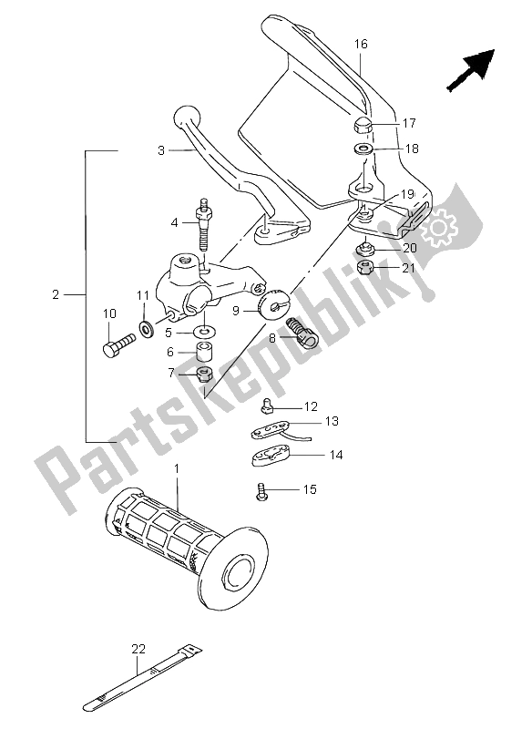 All parts for the Left Handle Lever of the Suzuki DR 350 SE 1999