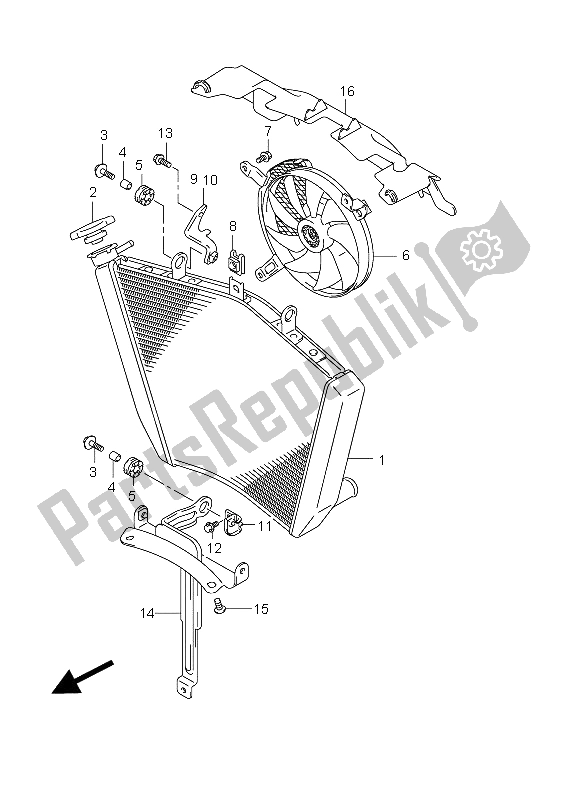 All parts for the Radiator of the Suzuki GSX R 1000 2012