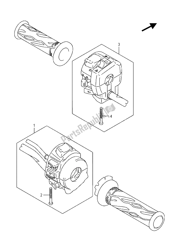Alle onderdelen voor de Handvat Schakelaar van de Suzuki GSX R 1000A 2015