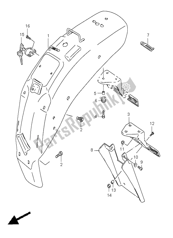 Tutte le parti per il Parafango Posteriore del Suzuki LS 650 Savage 1998