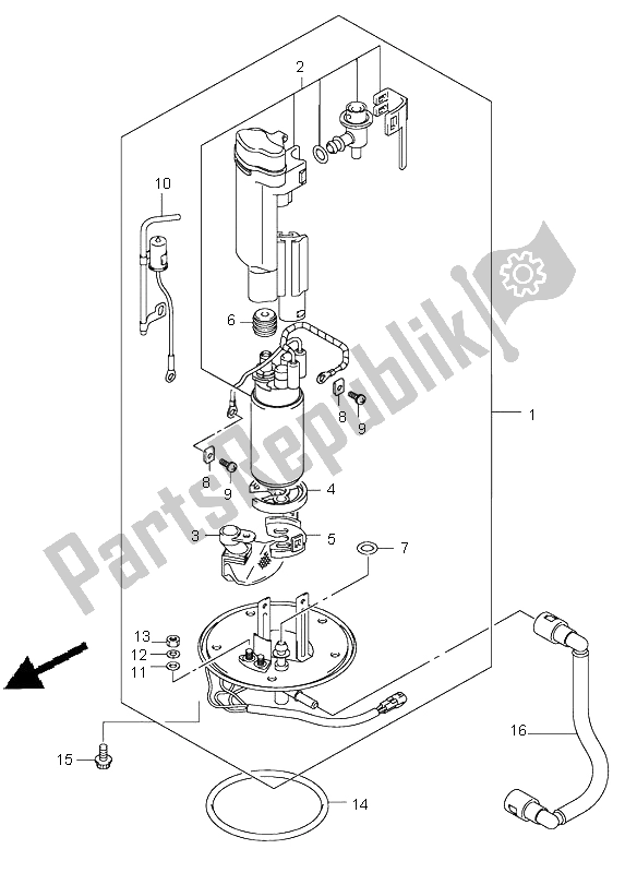 All parts for the Fuel Pump of the Suzuki SV 1000 NS 2004
