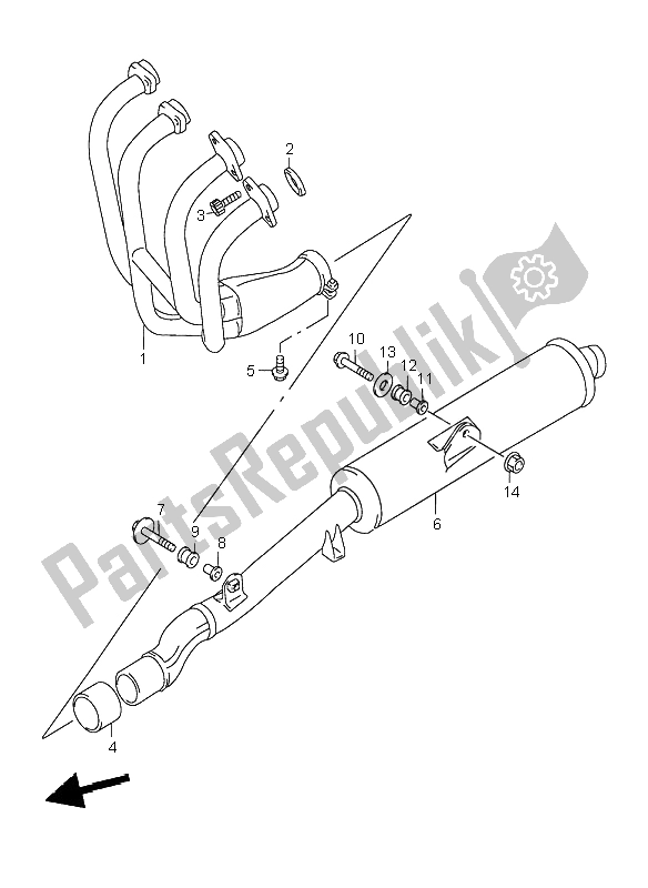 Todas las partes para Silenciador de Suzuki GSX 750F 2003