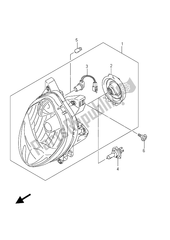 All parts for the Headlamp (sfv650u E21) of the Suzuki SFV 650A Gladius 2012