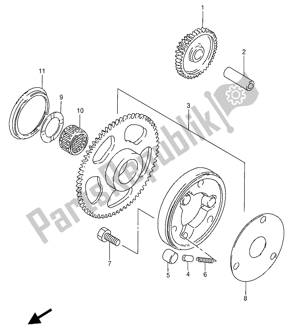 All parts for the Starter Clutch of the Suzuki GN 250 1993