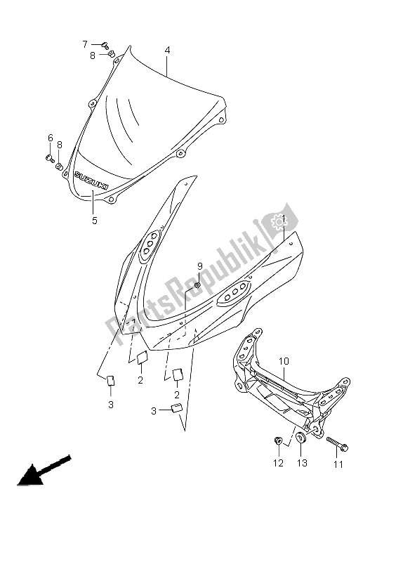 All parts for the Cowling Body of the Suzuki GSX R 1000Z 2010