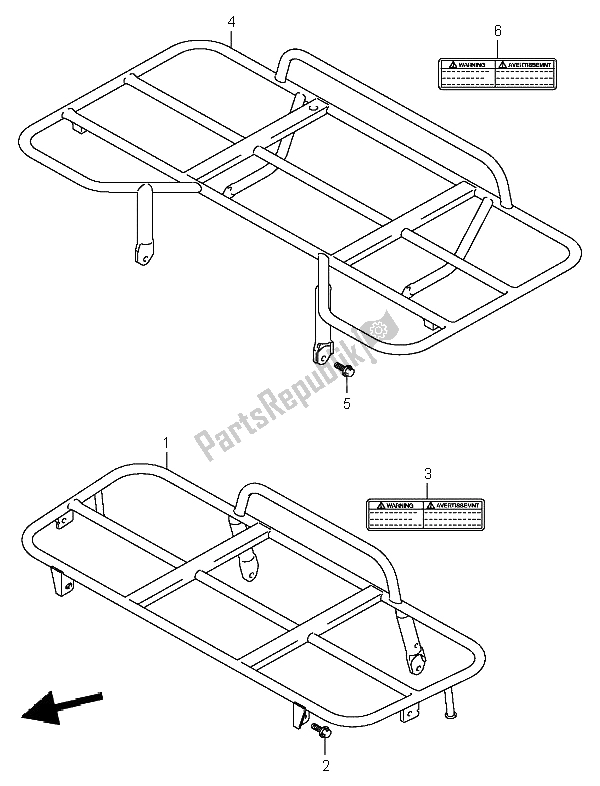 All parts for the Carrier (f. No. 5saak46k3x102001 ) of the Suzuki LT A 400F Eiger 4X4 2004