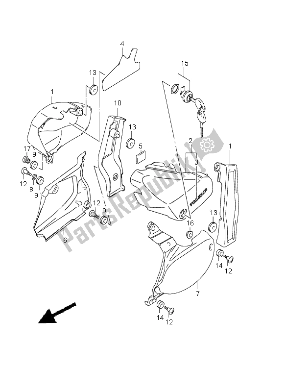 All parts for the Frame Cover of the Suzuki VL 800 Volusia 2001