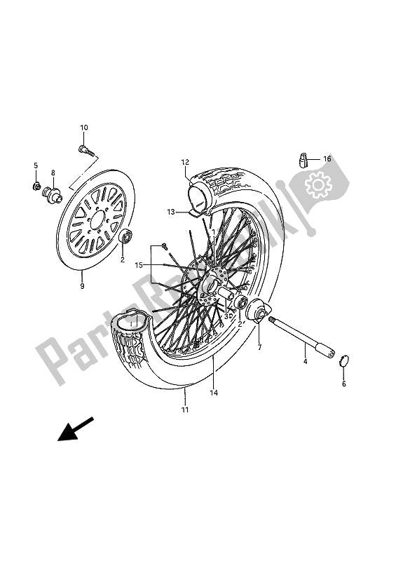 Todas as partes de Roda Da Frente do Suzuki VS 1400 Glpf Intruder 1990