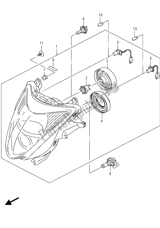 Toutes les pièces pour le Lampe Frontale (gsx1300ra E02) du Suzuki GSX 1300 RA Hayabusa 2015