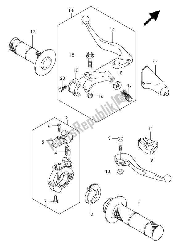 All parts for the Handle Lever of the Suzuki RM 85 SW LW 2006