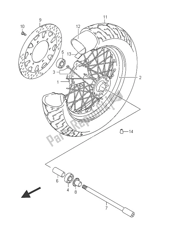 Tutte le parti per il Ruota Anteriore (vl800 E24) del Suzuki C 800 VL Intruder 2011