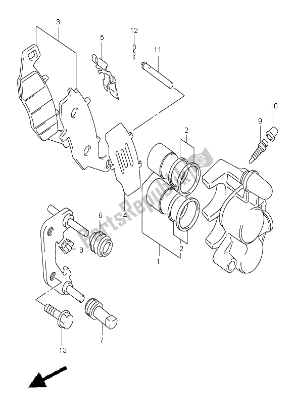 Todas as partes de Compasso De Calibre Frontal do Suzuki GS 500 2002