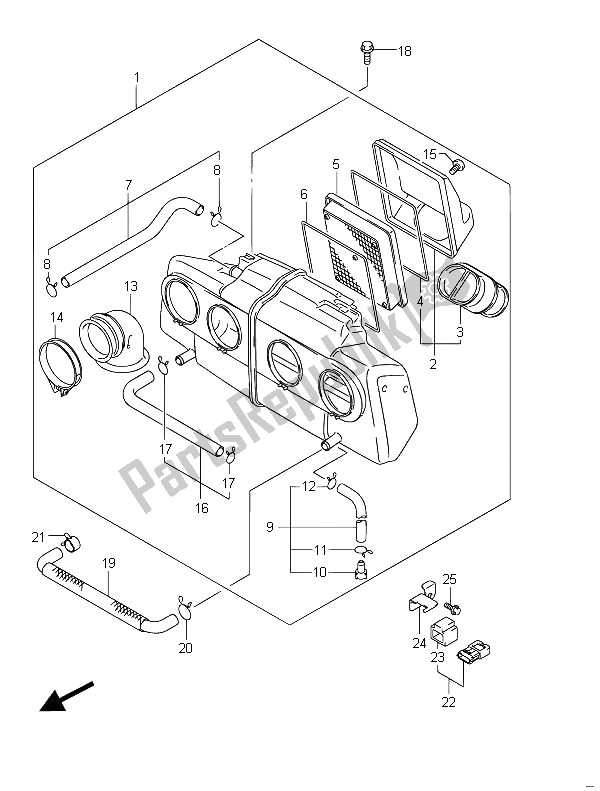 All parts for the Air Cleaner of the Suzuki GSF 650 Sasa Bandit 2011