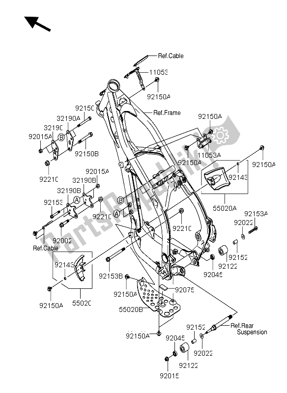 Alle onderdelen voor de Frame Passend van de Suzuki RM Z 250 2004