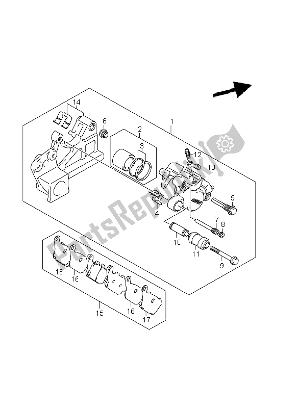 All parts for the Rear Caliper (gsx650fa E21) of the Suzuki GSX 650 FA 2011